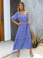 One Shoulder Printed Colourful Elegant Maxi Summer Dress
