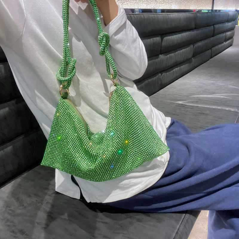 Ophelia Luxury Niche Design Diamond-Studded Handbag Green