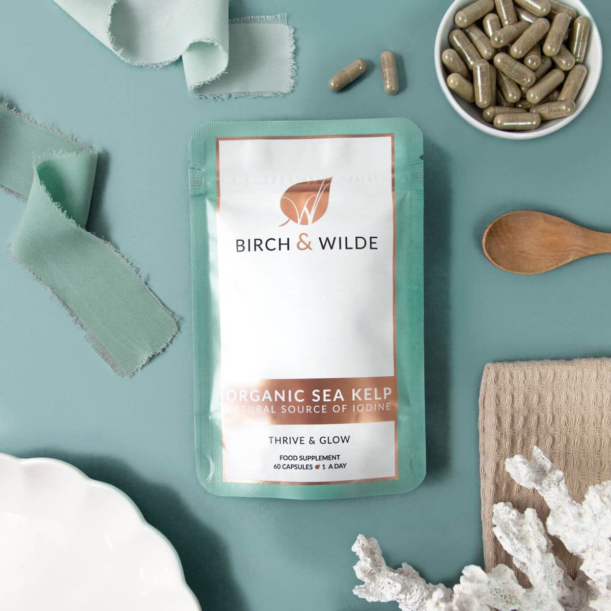 Organic Sea Kelp Supplement Capsules x 60 | Natural Iodine | 2 Month Refill Pouch