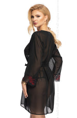Irall Erotic Oriana Chiffon Lace Dressing Gown Black / Red