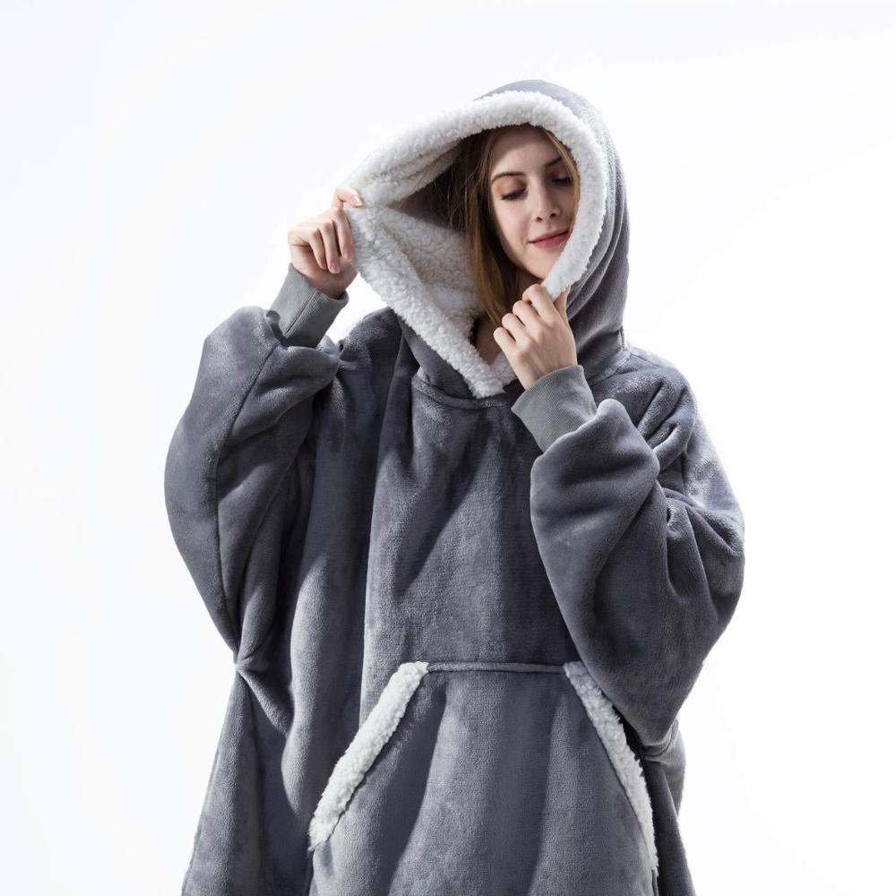 Oversized Hoodie Fleece Blanket with Sleeves | One Size