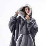 Oversized Hoodie Fleece Blanket with Sleeves | One Size