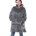 Oversized Hoodie Fleece Blanket with Sleeves | One Size