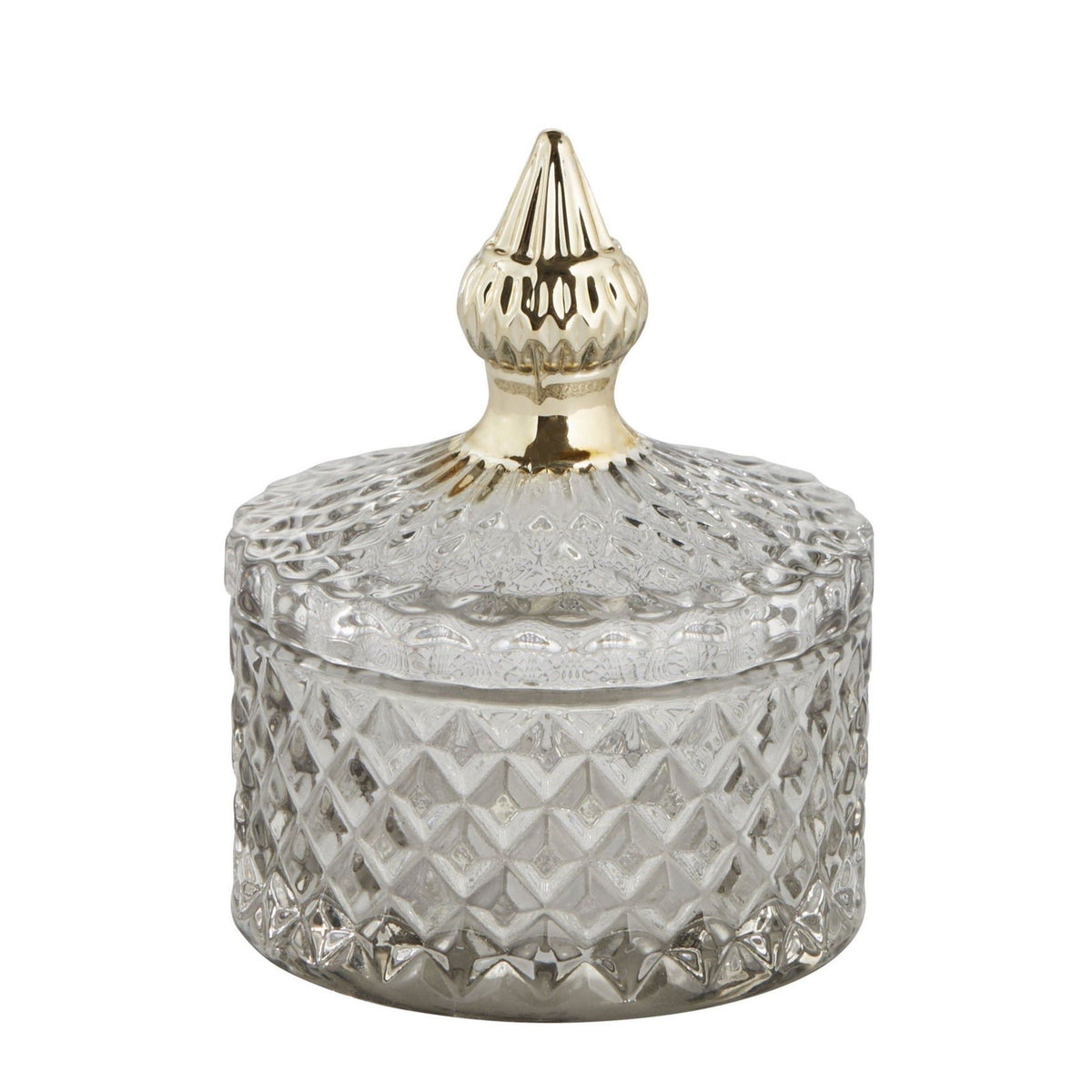 Pale Grey Pressed Glass Jar Small