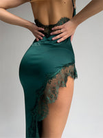 PARADOX Emerald Green Backless Satin Chemise