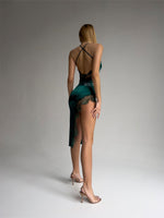 PARADOX Emerald Green Backless Satin Chemise