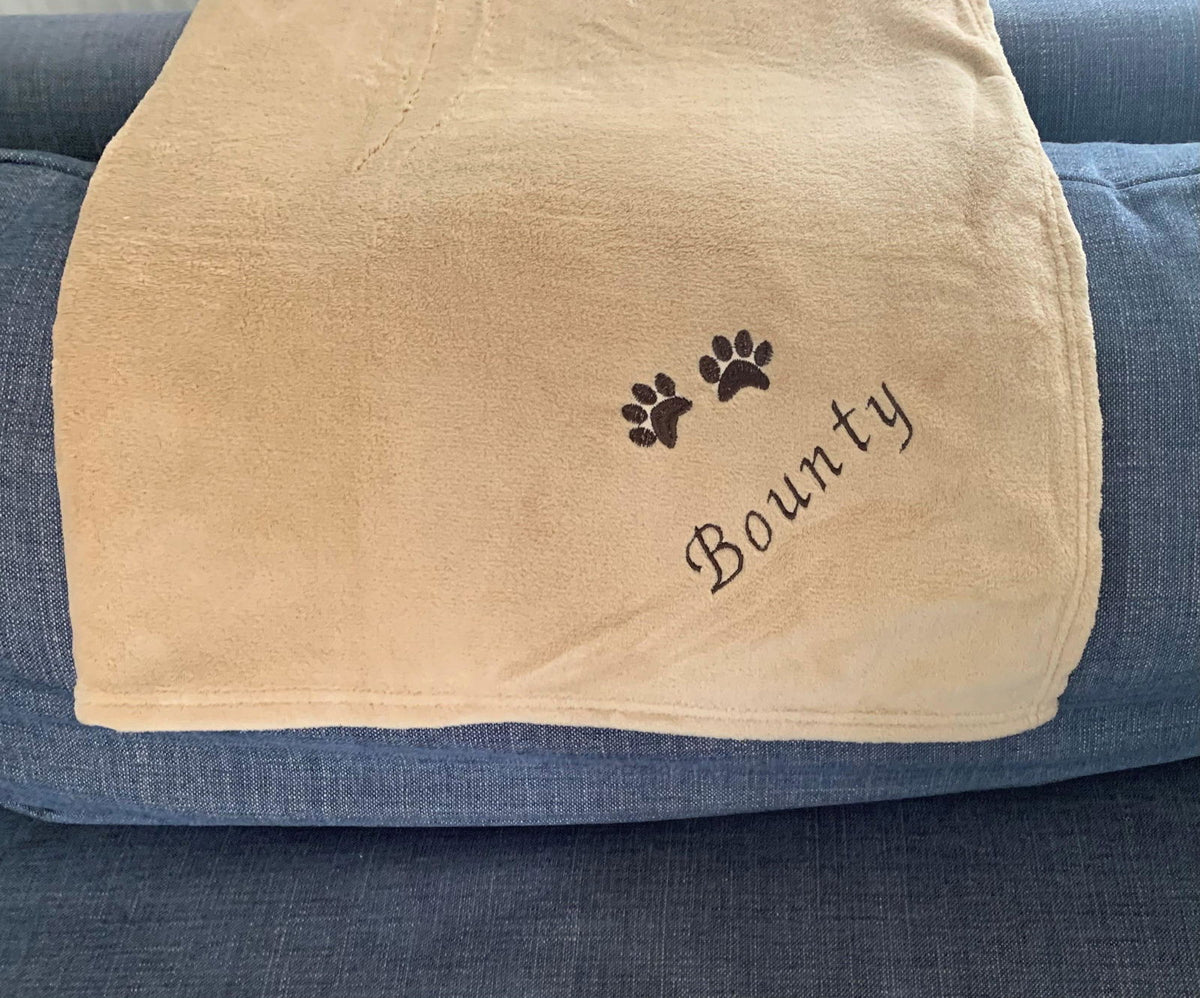 Pet Fleece Blanket - 2 Paw Prints - Personalised in Corner