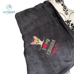 Pet Fleece Blanket - Chihuahua (Corner) - Personalised Charcoal