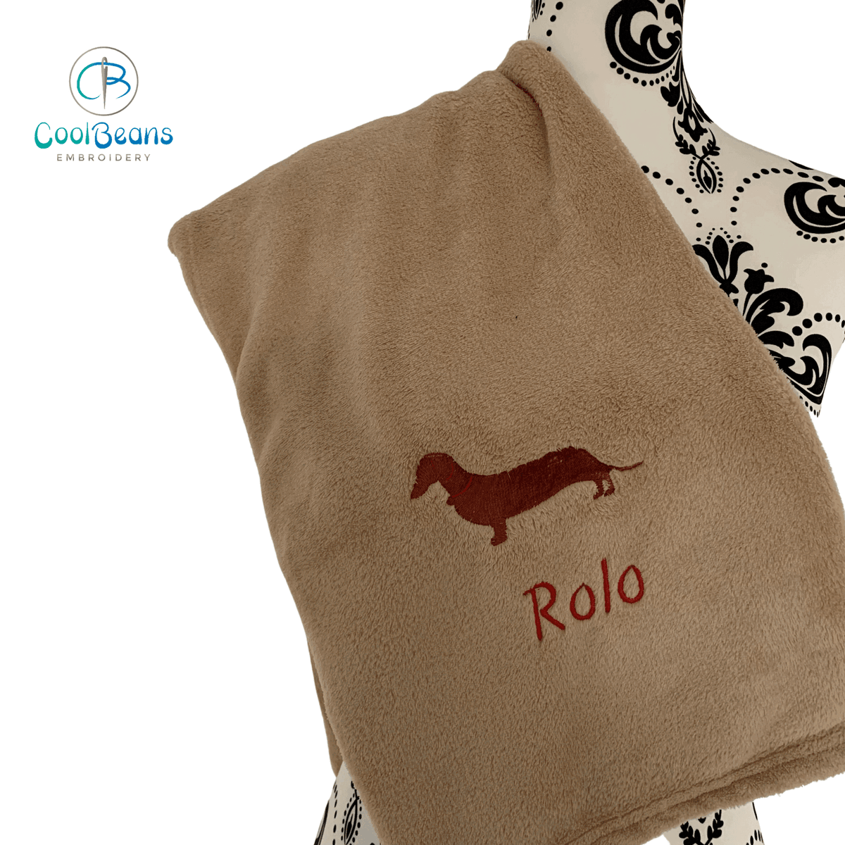 Pet Fleece Blanket - Dachshund - Personalised Camel