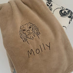 Pet Fleece Blanket - King Charles Spaniel - Personalised Camel