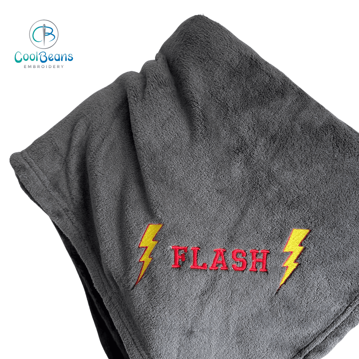 Pet Fleece Blanket - Lightening Bolts - Personalised Charcoal