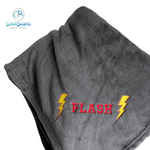 Pet Fleece Blanket - Lightening Bolts - Personalised Charcoal