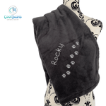Pet Fleece Blanket - Mini Paws - Personalised in Corner Charcoal