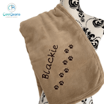 Pet Fleece Blanket - Mini Paws - Personalised in Corner Camel