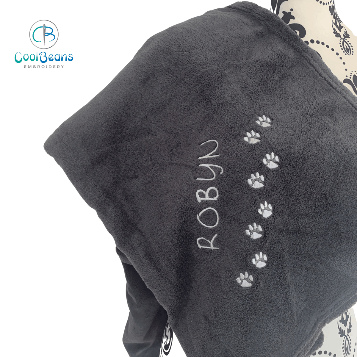 Pet Fleece Blanket - Mini Paws - Personalised in Corner