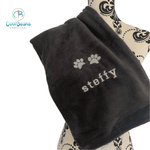 Pet Fleece Blanket - Paw Prints - Personalised - Dog / Cat Charcoal