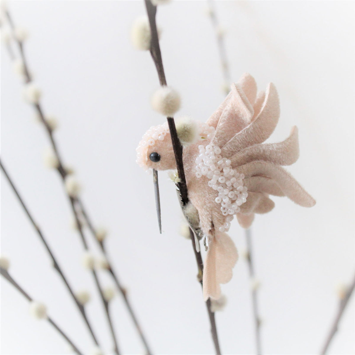 Pink And Pearl Hummingbird Clip On Decorations