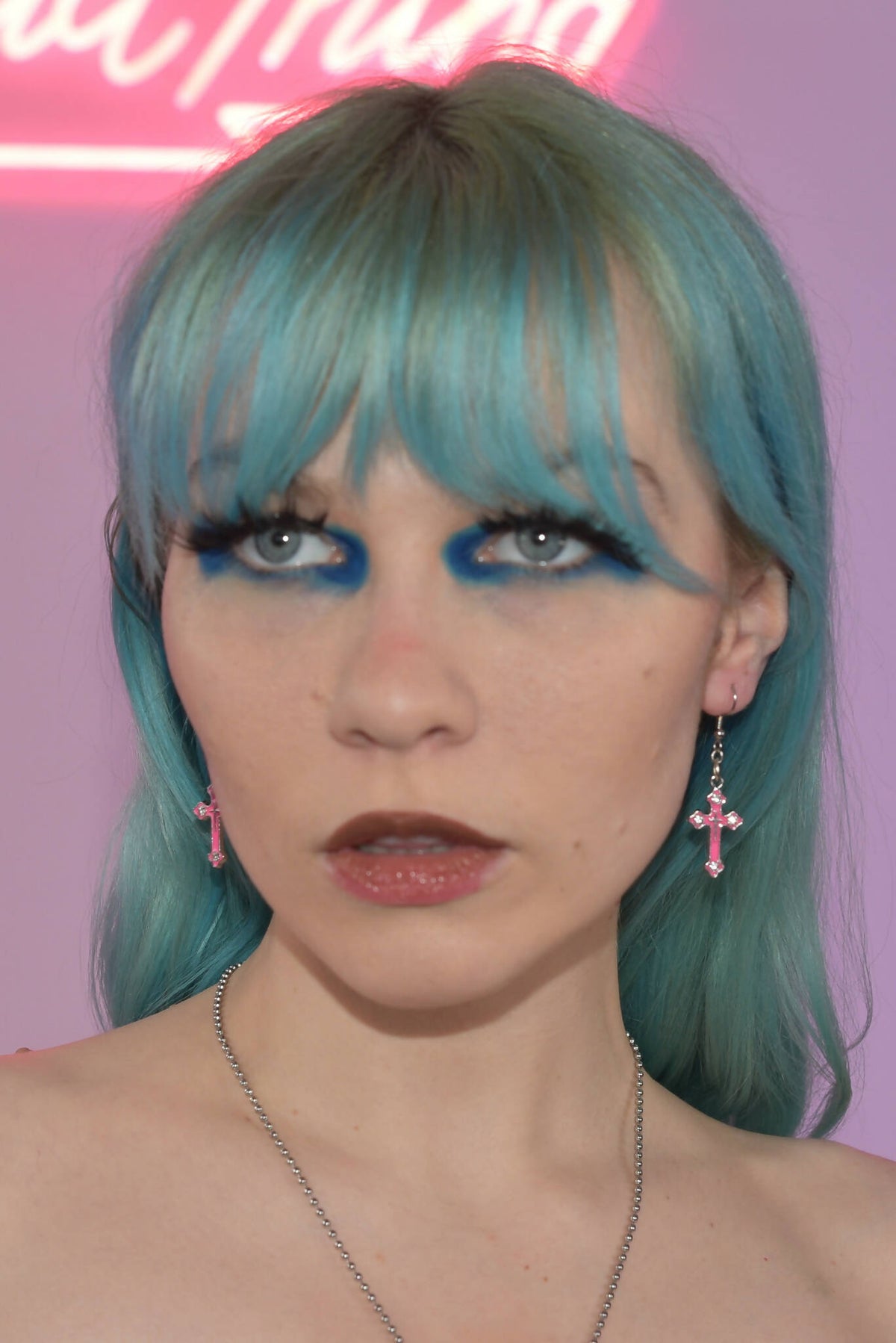 Pink Crystal Crucifix Earrings