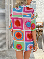 Pompeii Print Casual Holiday Style Floral Contrast Shorts & Top Co-ord Set