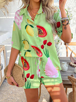 Pompeii Print Casual Holiday Style Floral Contrast Shorts & Top Co-ord Set