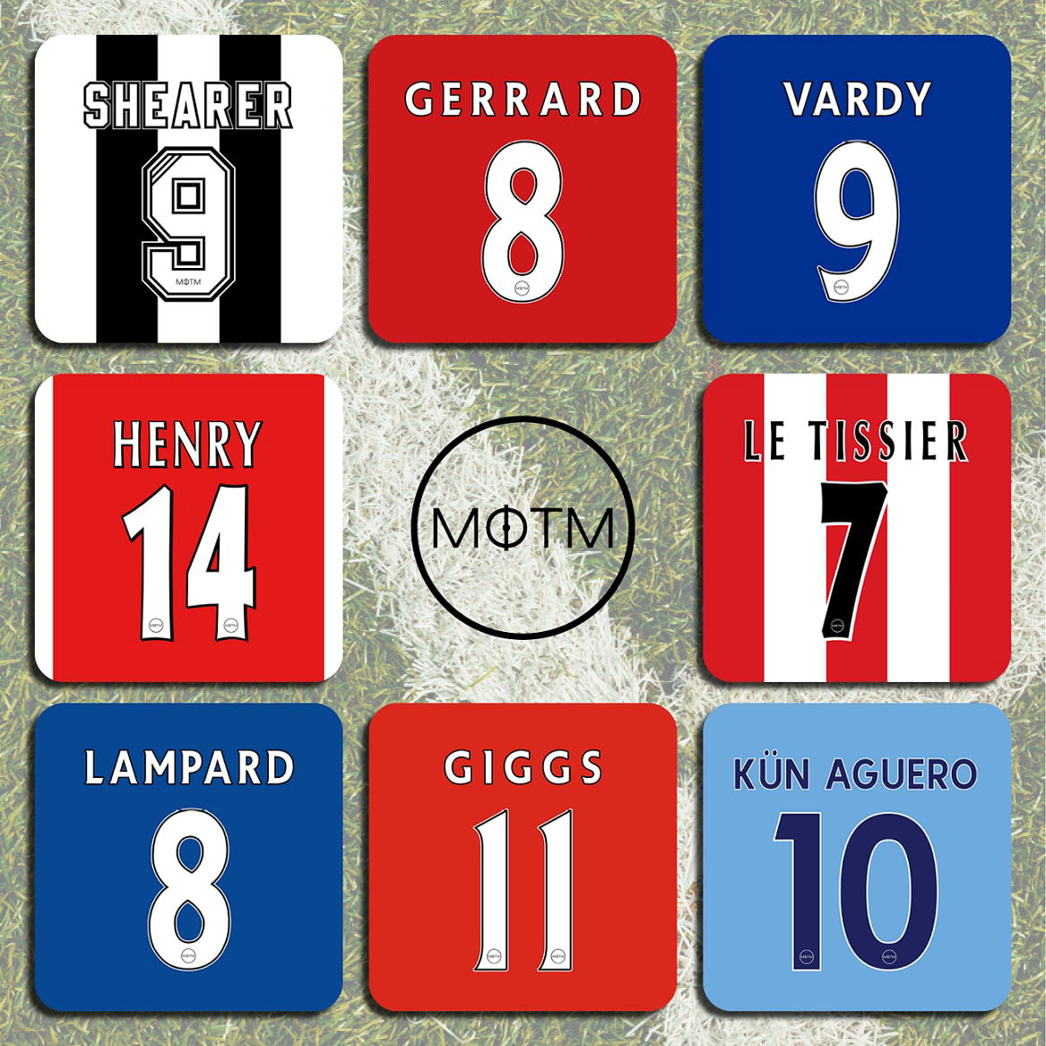 Premier League Legends Football Coasters - Set of 8