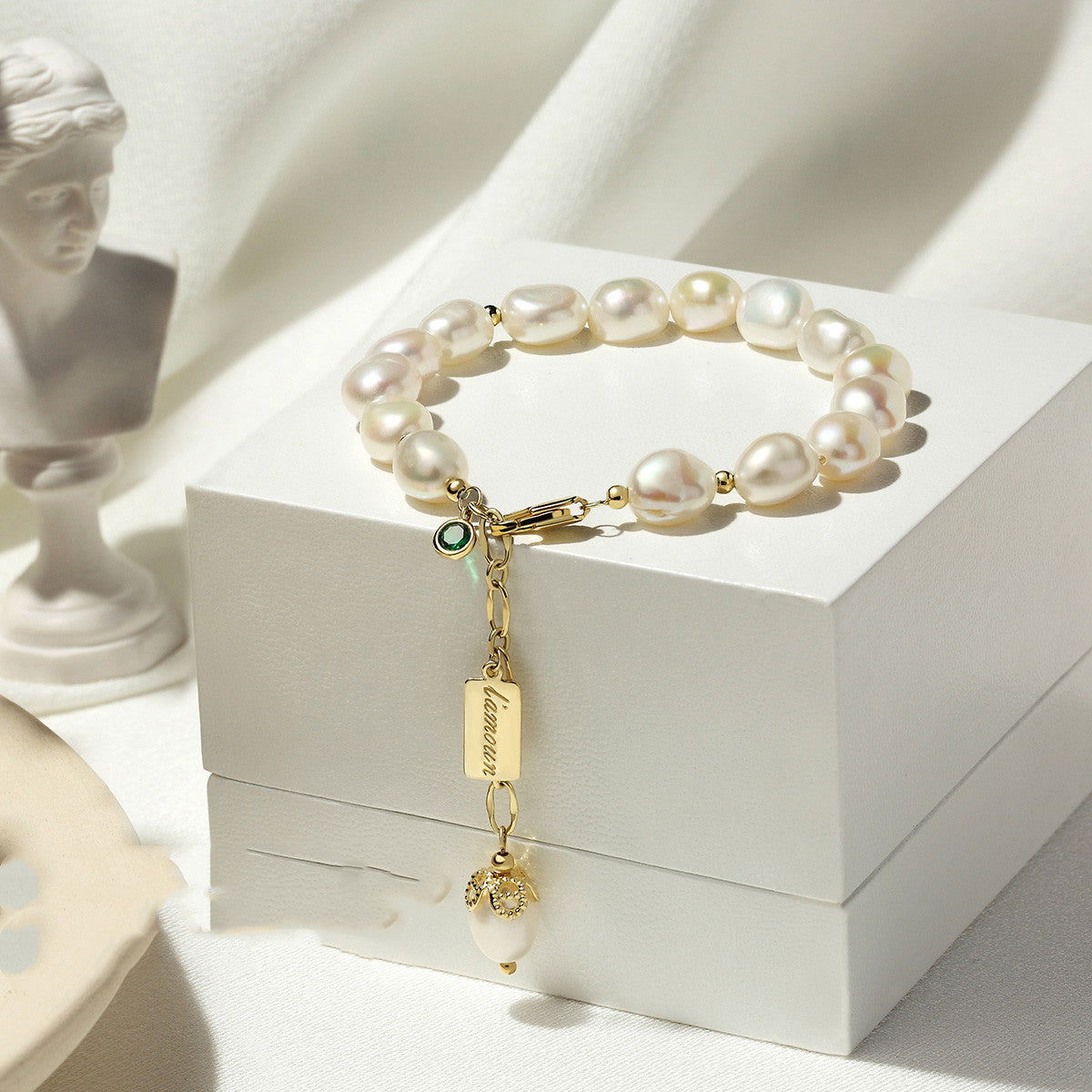 Primrose Natural Pearl & Emerald Zircon Bracelet