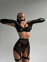 RAVENOUS Black 4 Piece Lace Erotic Lingerie Set
