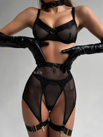 RAVENOUS Black 4 Piece Lace Erotic Lingerie Set