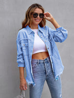 Raw Edge Ripped Denim Casual Jacket