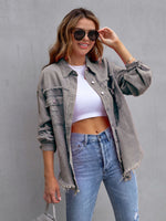 Raw Edge Ripped Denim Casual Jacket