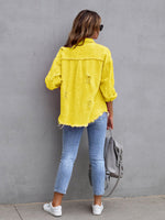 Raw Edge Ripped Denim Casual Jacket