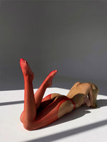 Red Jewel Rhinestone Stockings One Size