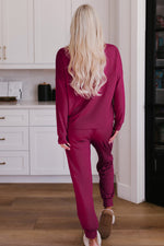 Red Long Sleeve Pullover and Jogger Pants Loungewear Set