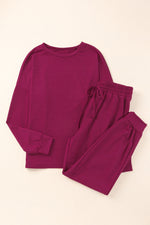 Red Long Sleeve Pullover and Jogger Pants Loungewear Set