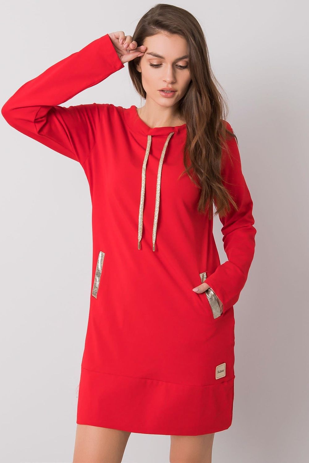 Relevance Long Sleeve Cotton Day Dress red