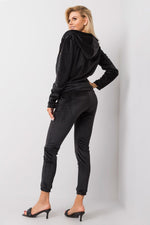 Relevance Velour Loungewear Set with Zip-Up Sweatshirt and Tie-Waist Pants