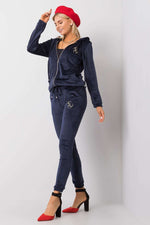 Relevance Velour Loungewear Set with Zip-Up Sweatshirt and Tie-Waist Pants