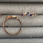 Ring with 4 dark blue stones Rose gold plated silver