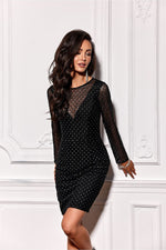 Riviera Black Checkered Pattern Short Dress | Roco Fashion