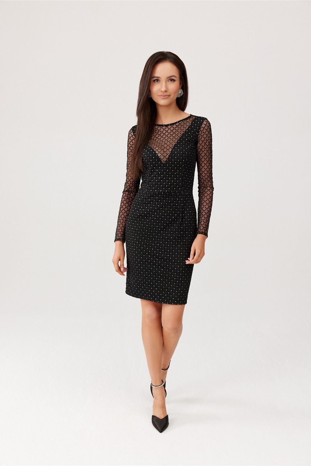 Riviera Black Checkered Pattern Short Dress | Roco Fashion