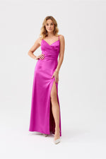 Roco Fashion Alessandra Pink Satin Maxi Dress