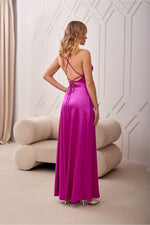 Roco Fashion Alessandra Pink Satin Maxi Dress