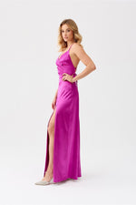 Roco Fashion Alessandra Pink Satin Maxi Dress