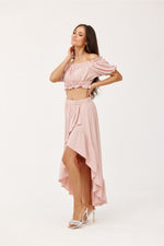 Roco Fashion Asymmetrical Blouse and Skirt Co-Ord Set with Frills