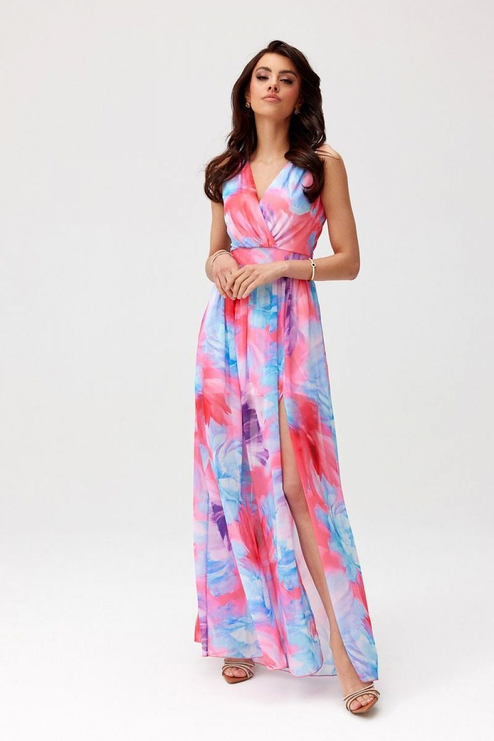 Roco Fashion Charlotte Patterned Chiffon Maxi Dress with Back Cutout multicolor 2