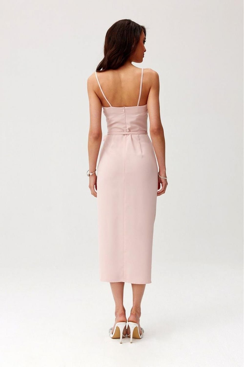 Roco Fashion Maribel Rose Belt Ruched Waist Cocktail Evening Dress