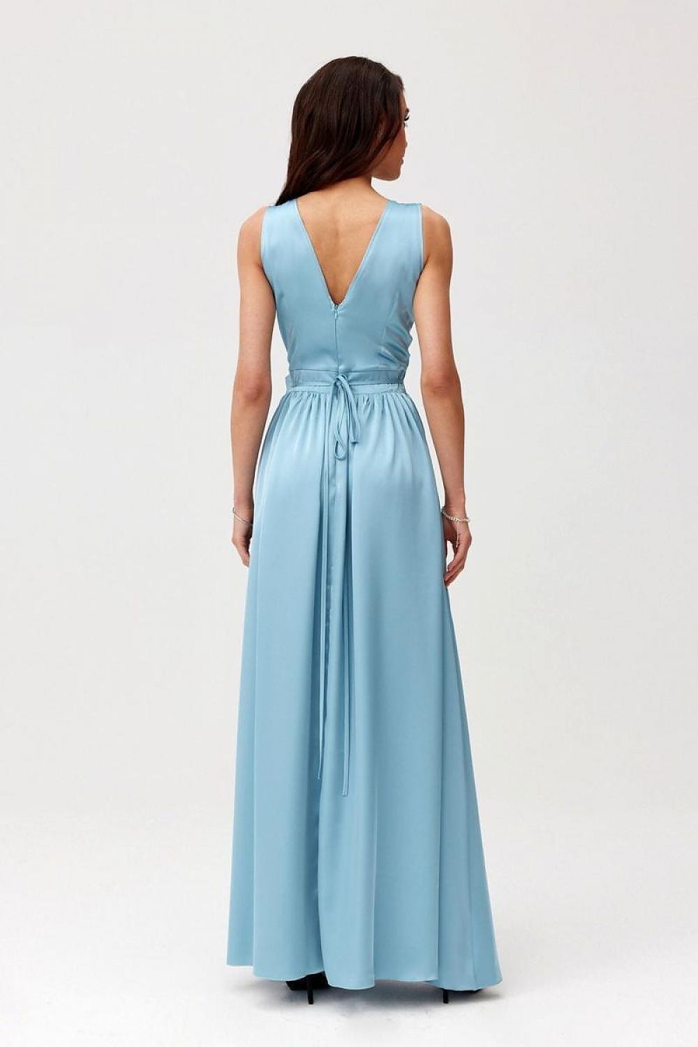 Roco Fashion Paloma Satin Maxi Cocktail Dress with Back Cutout