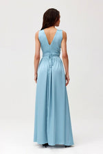 Roco Fashion Paloma Satin Maxi Cocktail Dress with Back Cutout