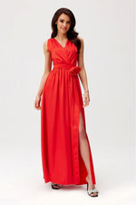 Roco Fashion Paloma Satin Maxi Cocktail Dress with Back Cutout
