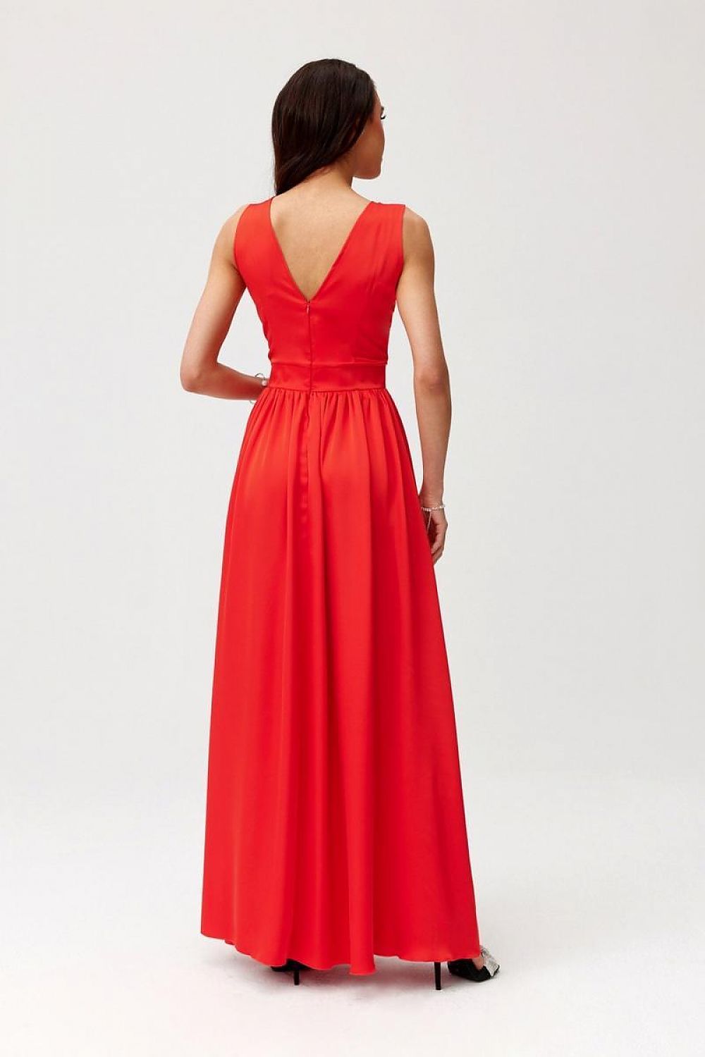 Roco Fashion Paloma Satin Maxi Cocktail Dress with Back Cutout